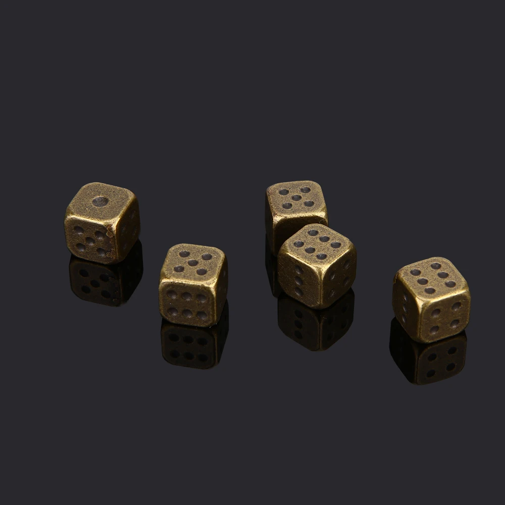 5 Stück/1 Set Metallwürfel Gold/Silber/Bronze Lustige Spielwürfel Sechsseitige Entscheidungswürfel Brettspiel-Zubehör 13mm – Detail 8