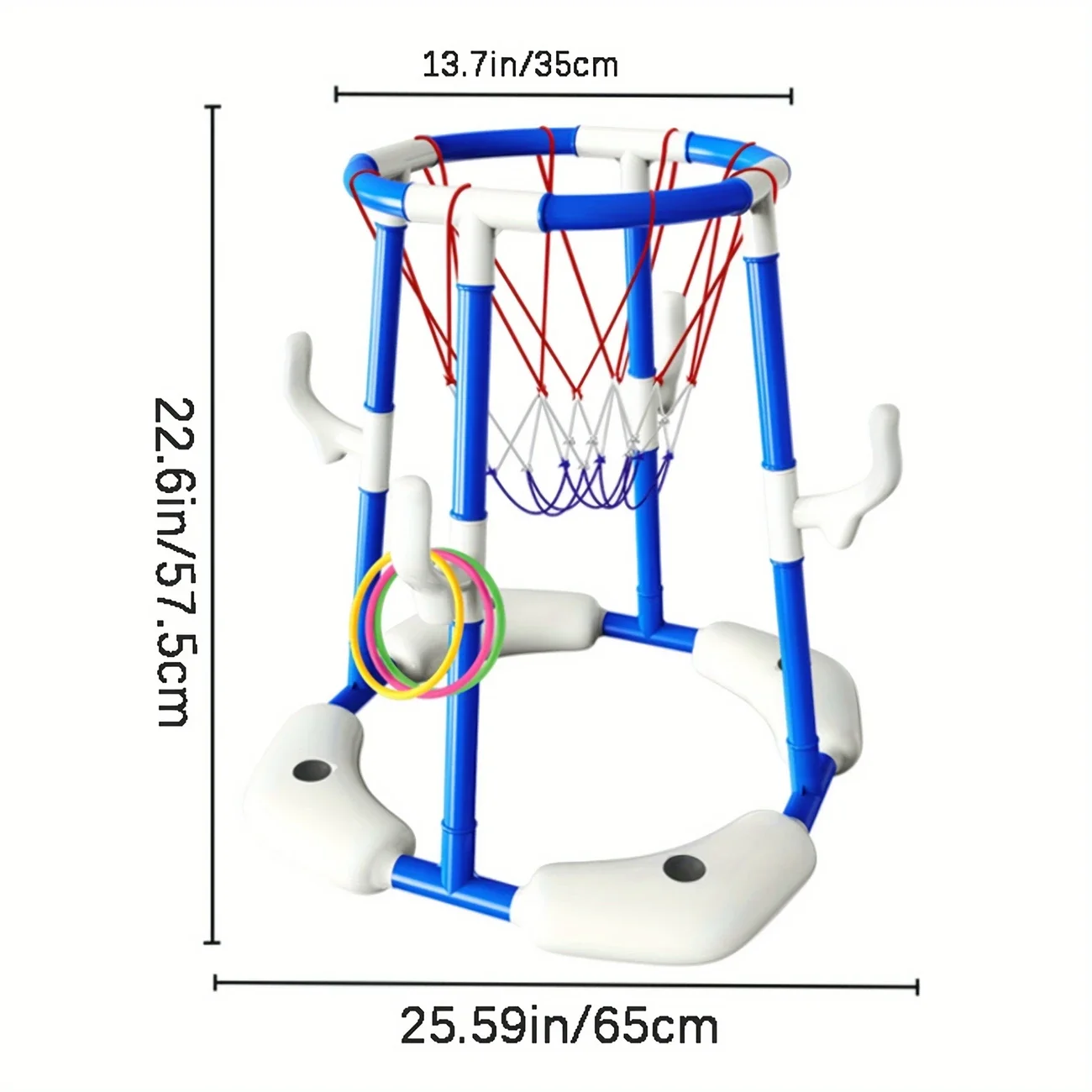 حامل كرة السلة العائم 2 في 1 - ألعاب مائية خارجية باللونين الأزرق والأحمر، مناسبة للترفيه العائلي في سلة المياه الخارجية #5