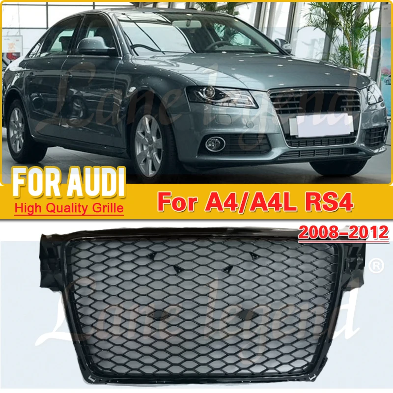 Factory supply Car Front Grille For RS4 Style Front Bumper Grille Mesh Hood Grille for Audi A4/S4 2008 2009 2010 2011 2012