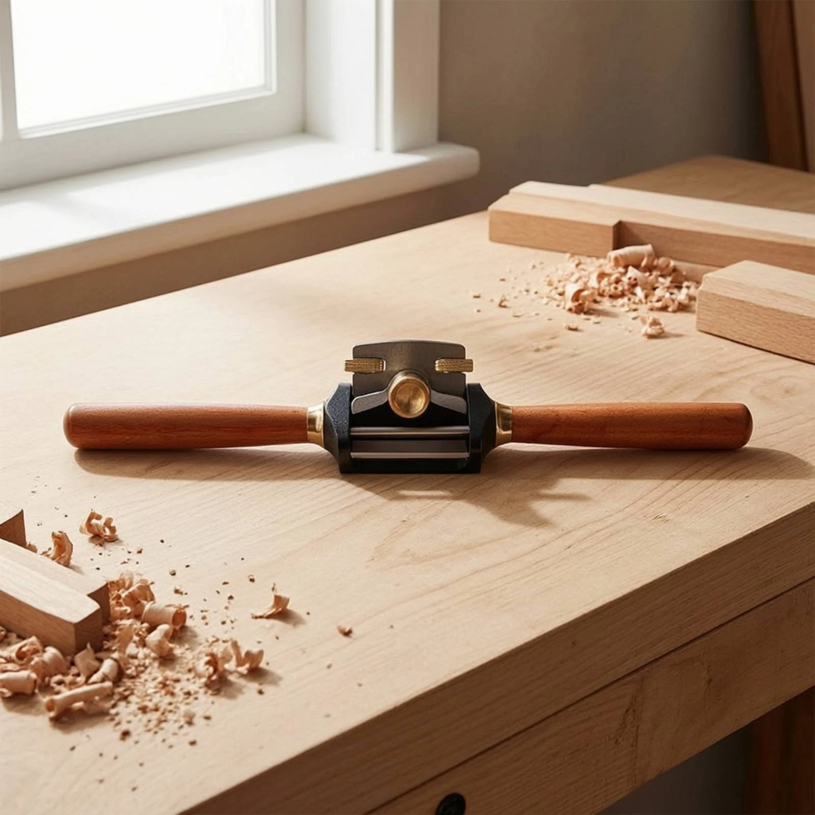 Spokeshave Flat - Pengikis Kayu dengan Gagang Kayu Rosewood,