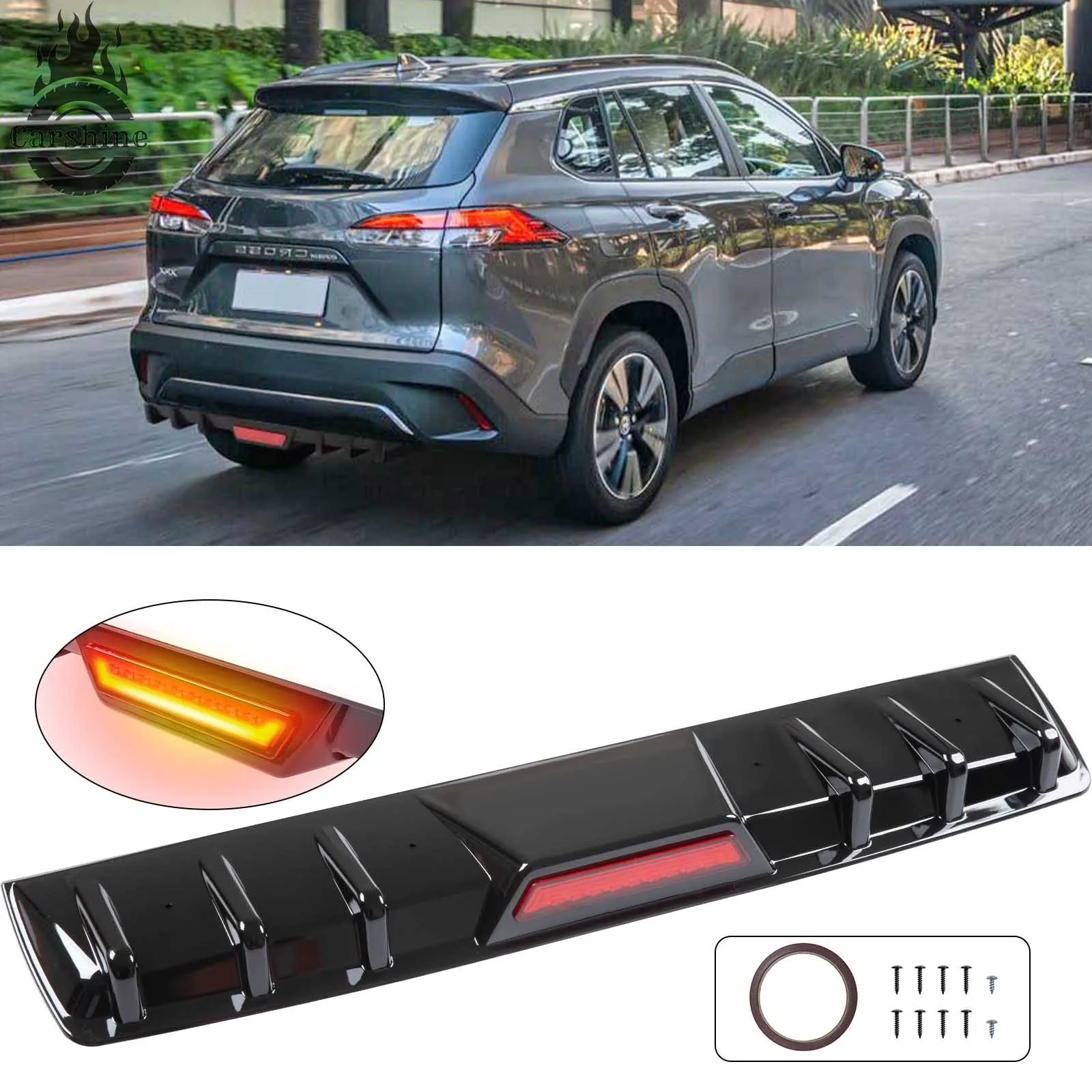

Глянцевый задний диффузор-сплиттер с LED-стоп-сигналом для Toyota Corolla Cross