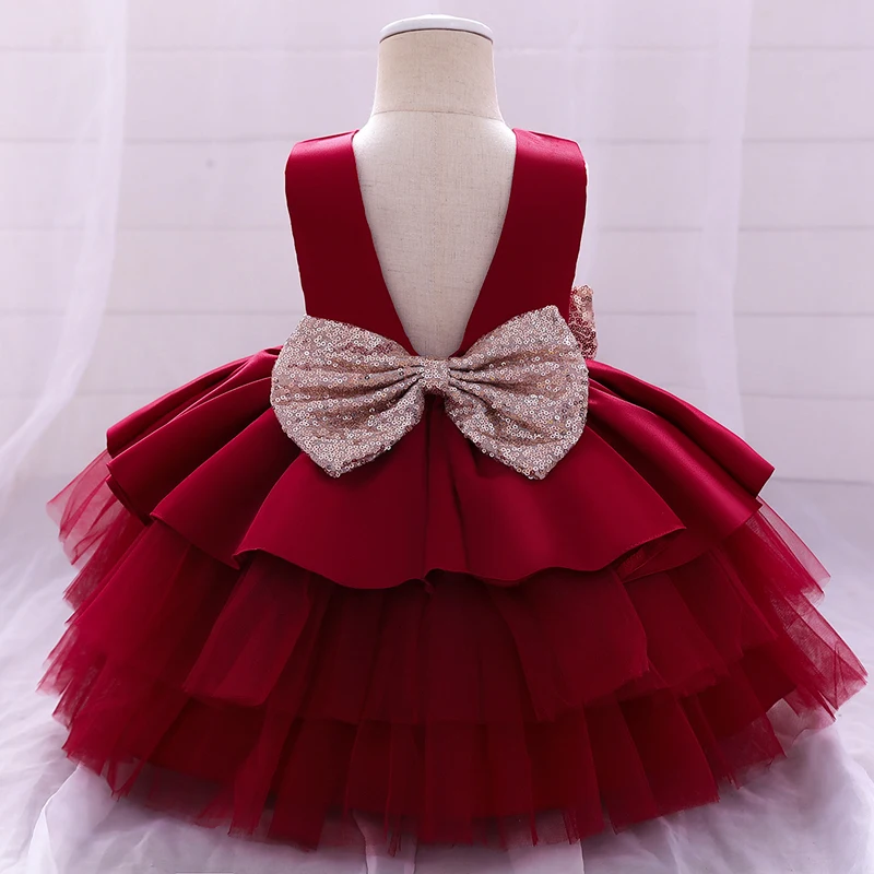 Pageant Newborn 1st Birthday Dress For Baby Girl Clothes Christening Princess Dress Big Bow Girls Party Gown Infant Vestidos