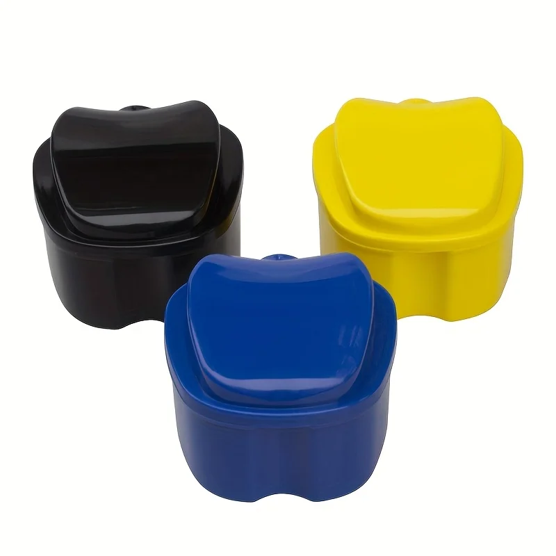 Scatola per la pulizia della protesi in plastica - Contenitore a rete con filtro impermeabile per ammollo e conservazione della protesi, forniture da viaggio dal design compatto