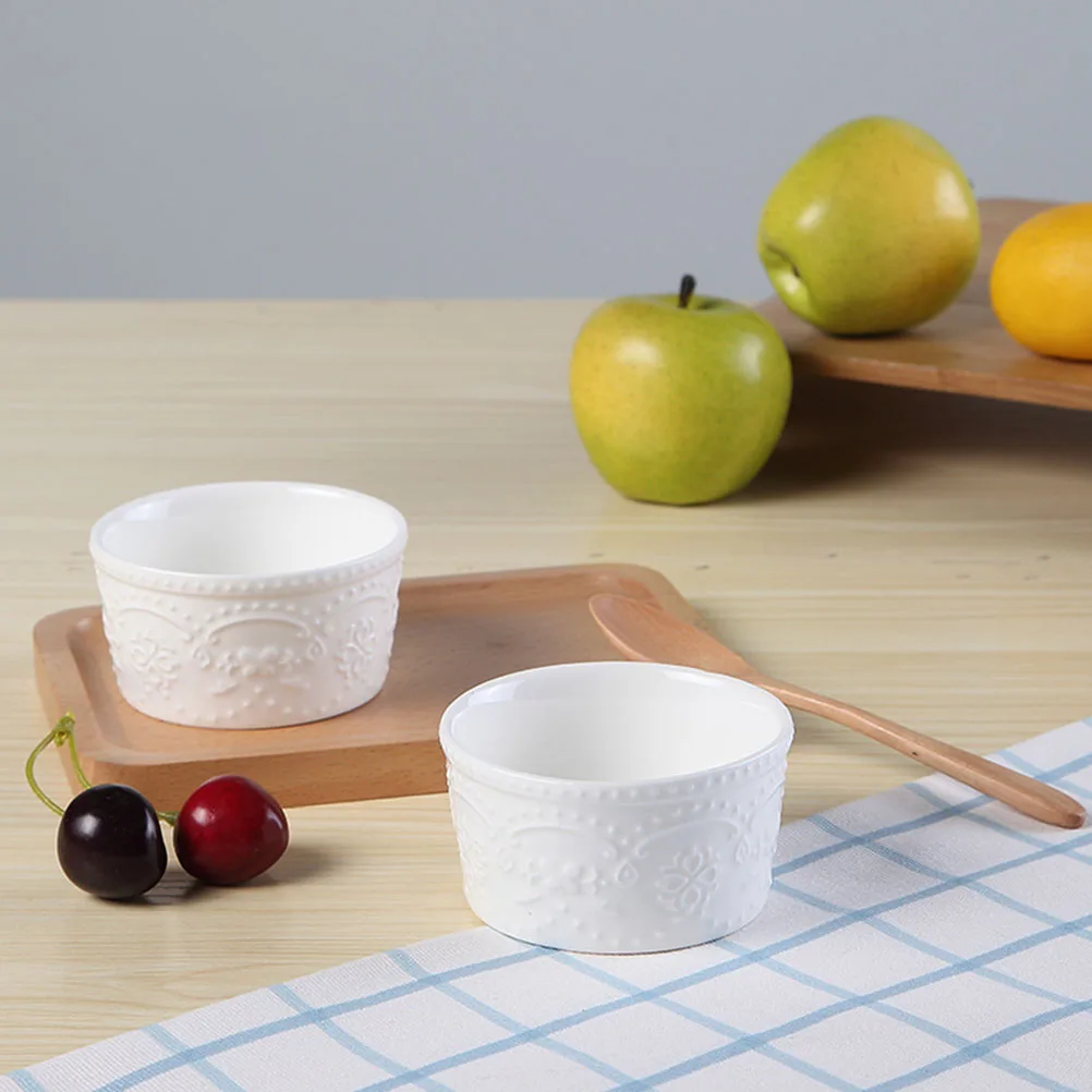 

2Pcs Ceramic Baking Bowl Kitchen Baking Accessory Pudding Fruit Salad Breakfast Dessert Storage Practical Housewarming