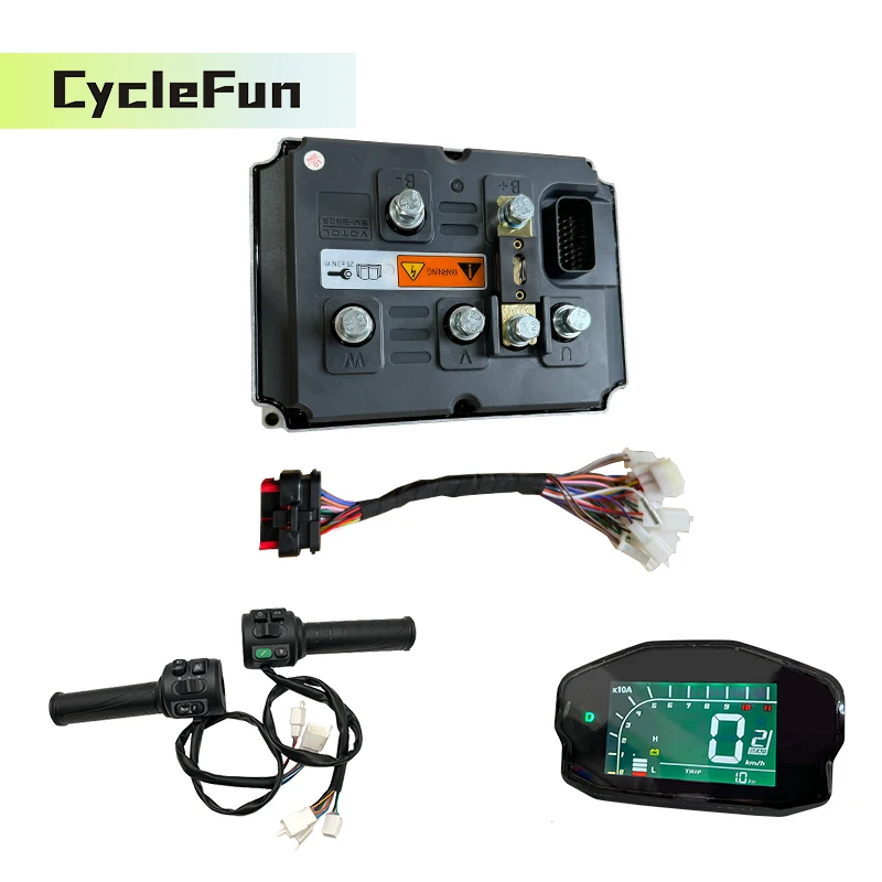 

VOTOL ECU EM350S Boost 600A Peak 1300A 8KW-12KW Wheel/PMSM Motor Controller with DKD Speedometer & T08 Throttle