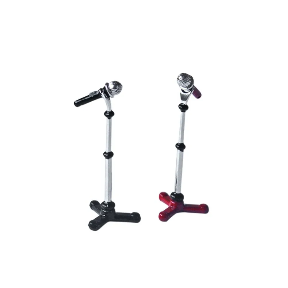 

Fashion Micro Landscape Microphone Stand Furniture Alloy Mini Microphone Model Vintage Assembled 1:12 Dollhouse Accessories