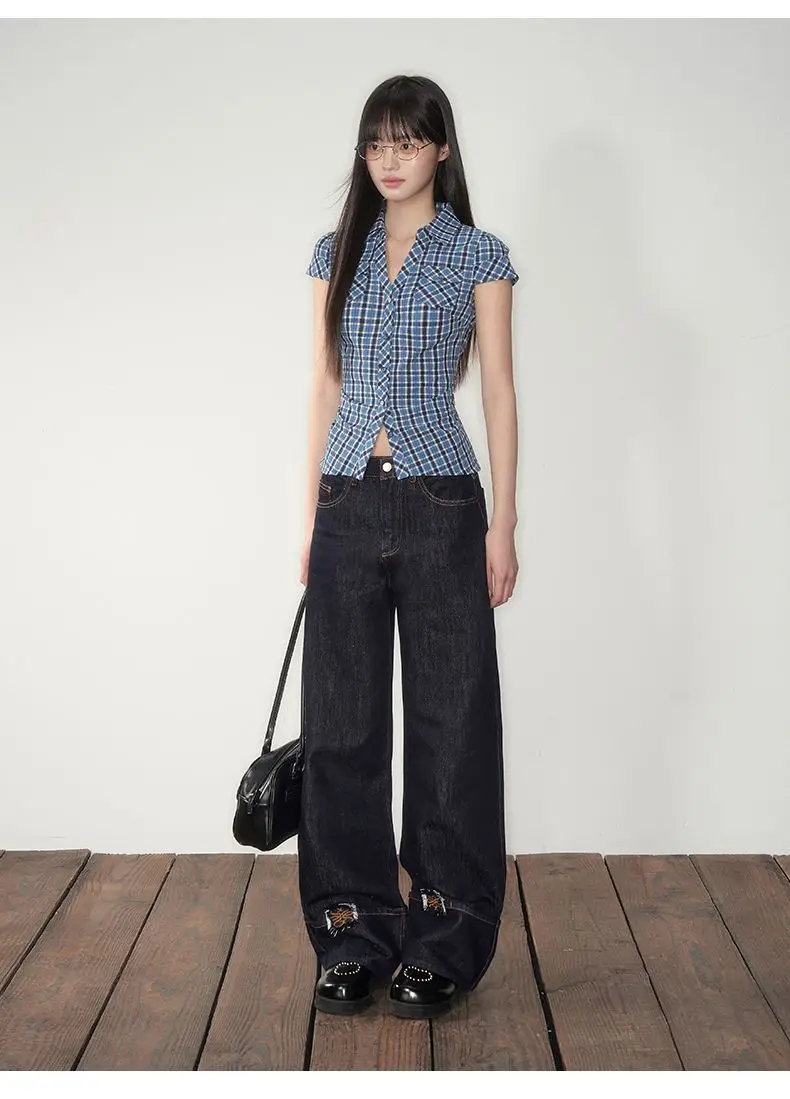 بلوزة صيفية مثيرة للفتيات ذات نمط مثير نقي مع خط عنق على شكل حرف A وأكمام قصيرة وجيوب محيطة للخصر، بلوزة أنيقة للنساء #3