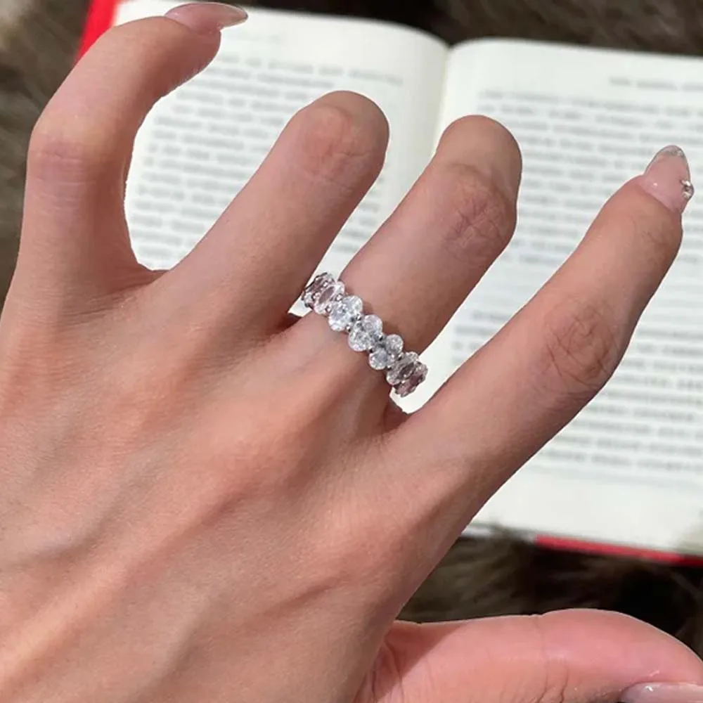 MUXIFC 6X4mm 0.5ct Oval Cut Moissanite Diamond Ring for Women D VVS1 Wedding Band GRA Certificate 925 Silver Fine Jewelry