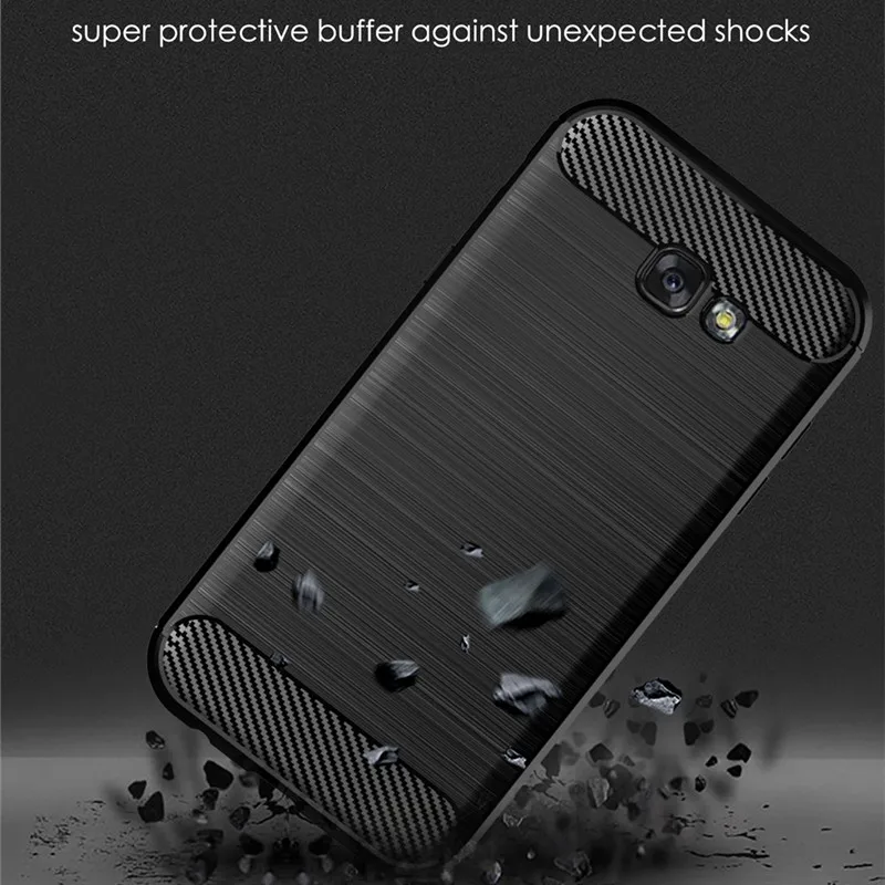 Shockproof Silicone Case for Samsung A7 2017 Galaxy A720 A720F A720S Carbon Fiber Back Cover for Samsung a7 2017 Brushed Cases