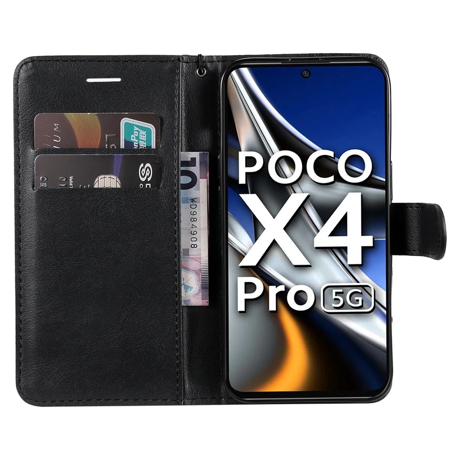 Leather Flip Wallet Case For Xiaomi Poco X4 Pro X3 Pro M4 Pro M3 Pro X3 GT F3 GT Mi 9T 10T 11 Lite 11T Pro Redmi 10C Note 11 Pro