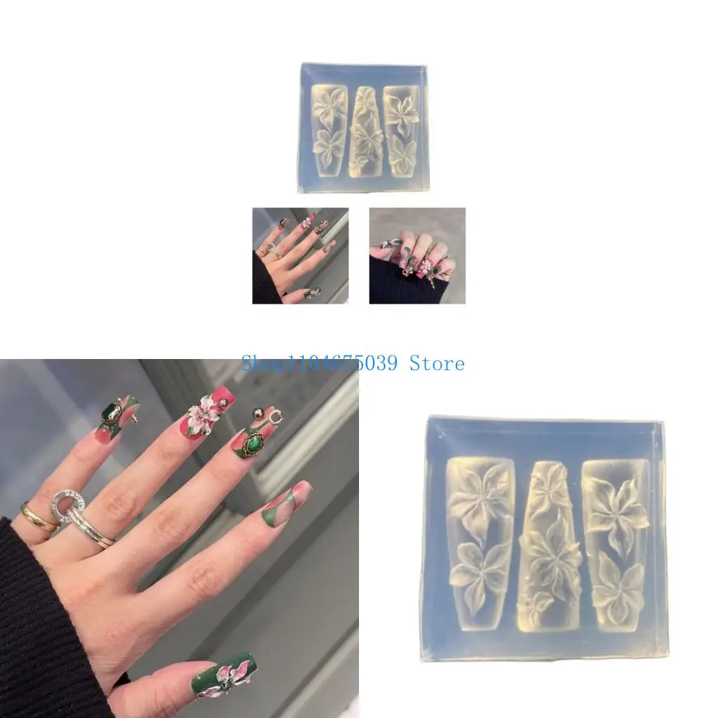 

5asd Multipurpose Art Template Tool Stylish Silicone Art Molds Embossing Carving Templates for Nail Enthusiasts