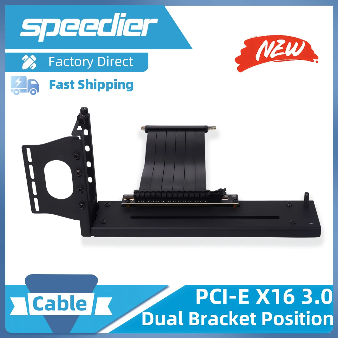 

2 Slots Vertical GPU Mounting Bracket Graphics Card Holder Kit with 20cm PCI-E 3.0 X16 Anti-interference Riser Cable 90 Degree