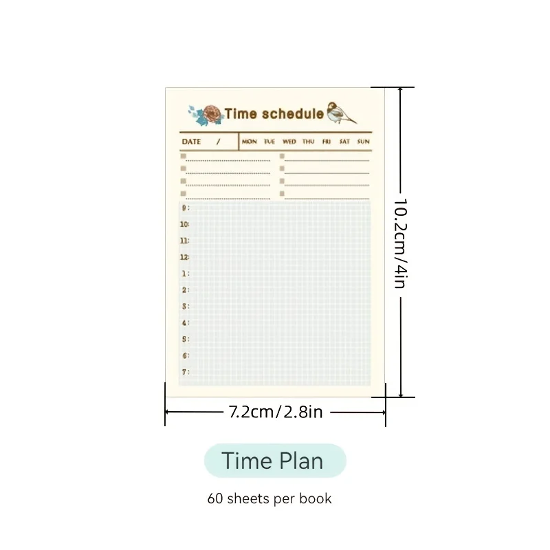 60-page plan this note 4 * 2.8in portable week plan this study time schedule daily memo list horizontal lined note