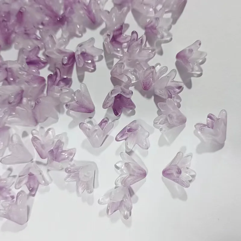 30Pcs 12MM Gradient Color Lily Flower Czech Crystal Glass Beads for Jewelry Making Hairpin Handmade Diy Bracelet Accessories