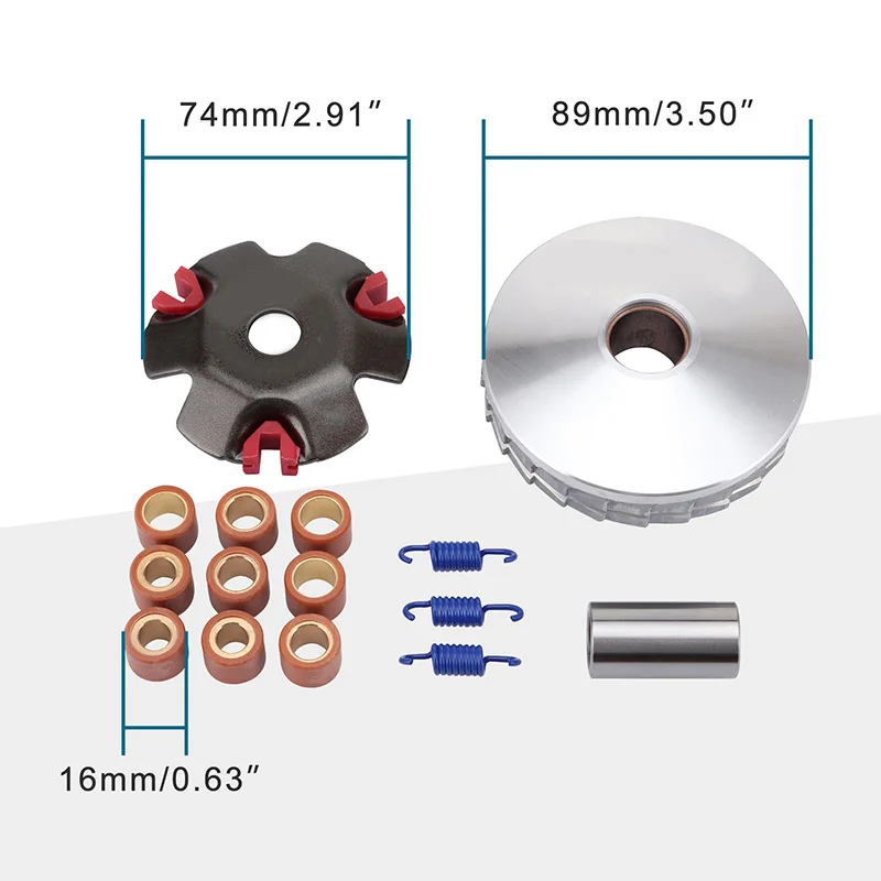 High Performance Racing Variator Kit Front Clutch with 6.5g Roller Weights Compatible with GY6 50cc  4-Stroke 139QMB 139QB
