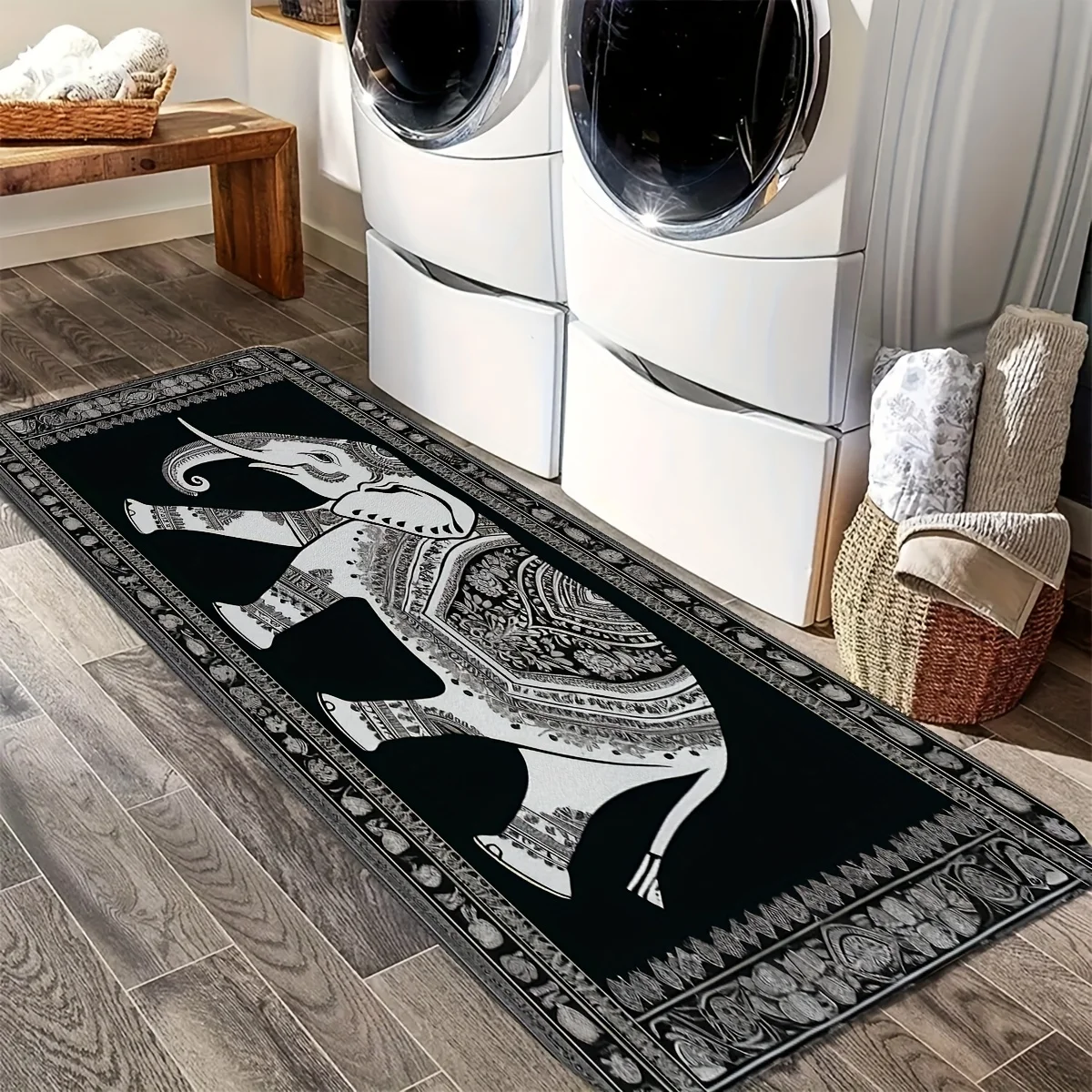 Commercial Printing Usa - Black White Mandala Elephant Print Long