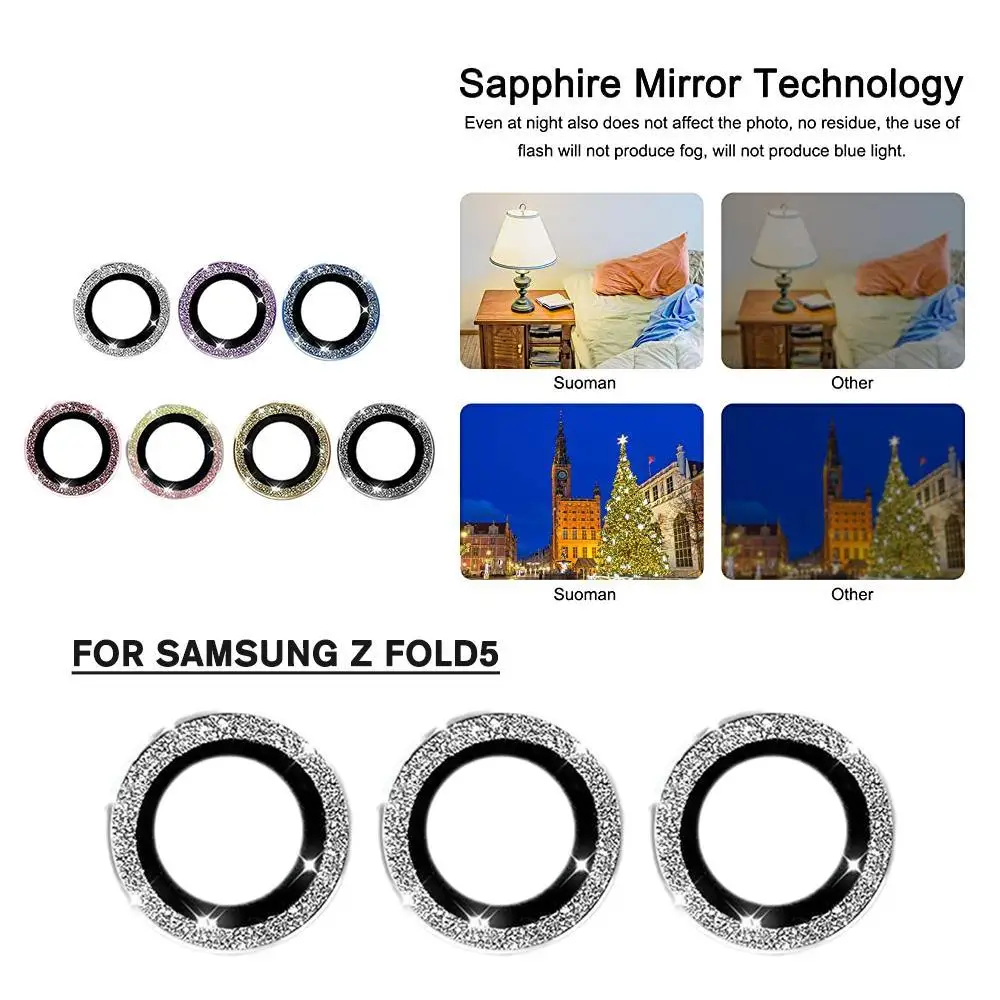 1 Set Phone Lens Film Suitable for Samsung Fold5 Glitter Lens Film Flip 5 Phone Camera Protection Film Fold 4 Lens Film