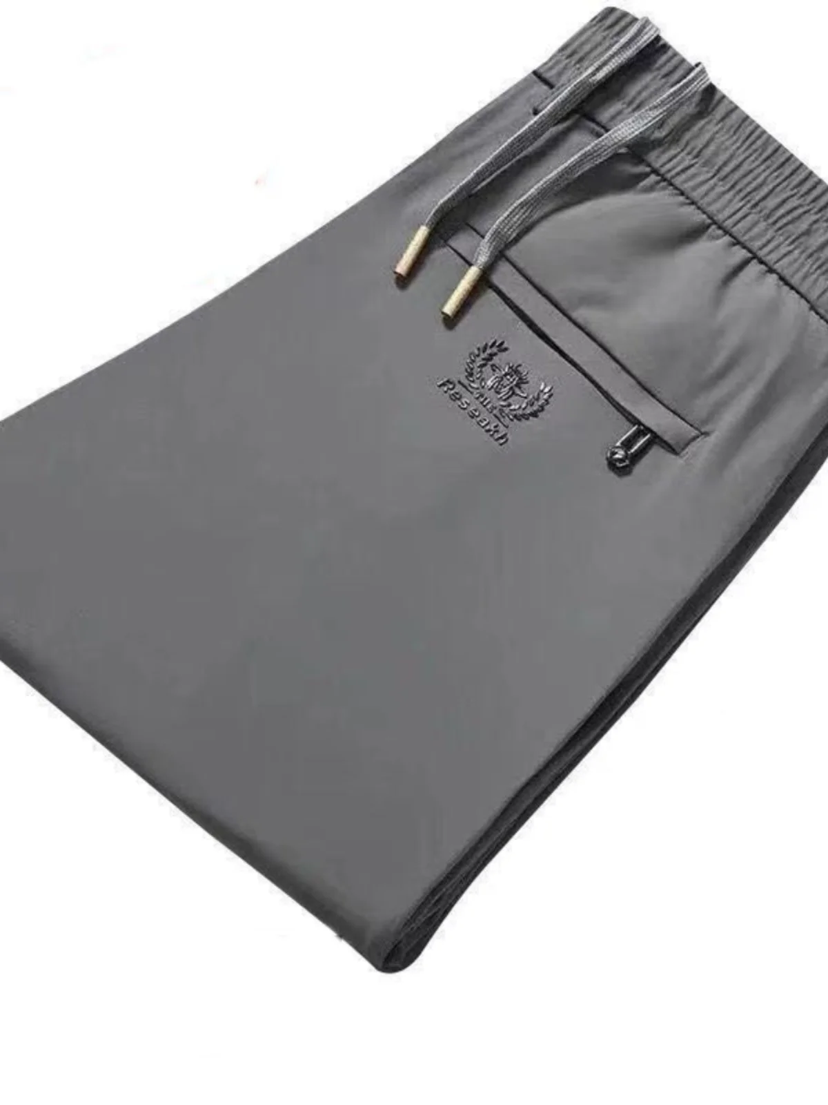 

Ice Silk Men's Pants Summer New Elastic Waist Straight Leg Suit Casual Loose Breathable Comfortable Faion Brand Long Trousers