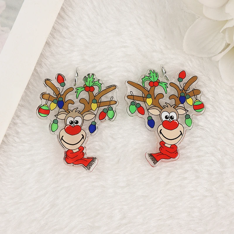 8Pcs Christmas Animal Charms Acrylic Sloth Elk Deer  Pendant For Necklace DIY Making Accessories