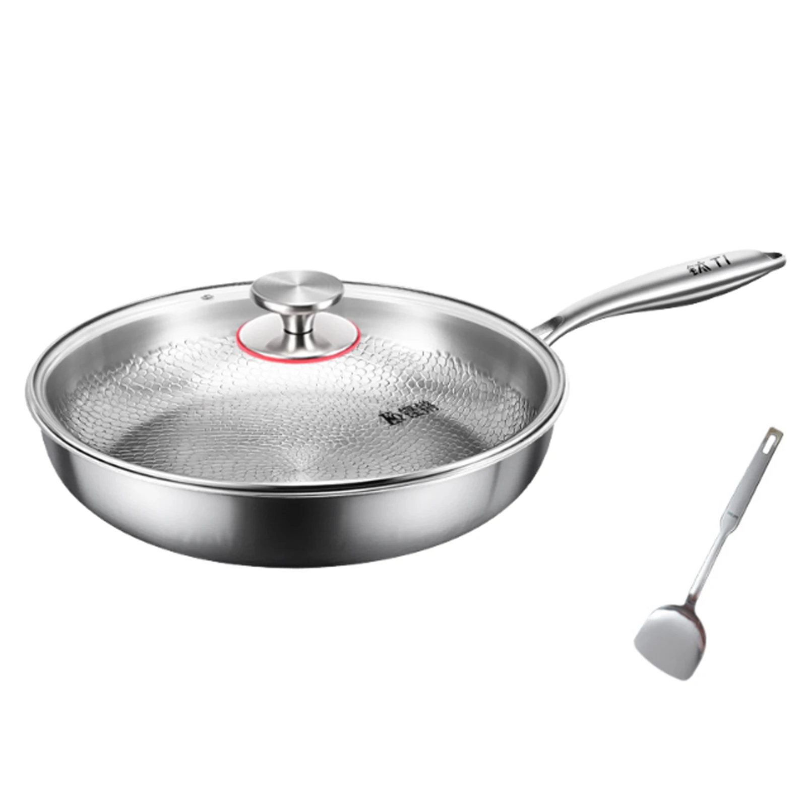 

Non Plateful Titanium Pan with Lid Hammer Cookpot Rust Proof Cookware Easy Uniform Conductivity Ideal for Cooking