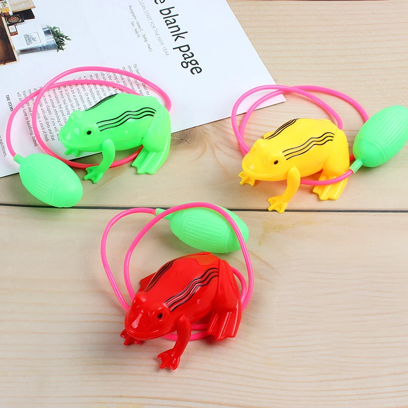 Interesting Nostalgic Children's Air Pressure Jumping Small Frog Horse Line Control Airbag Blow Molding Will Jump Frog Toys