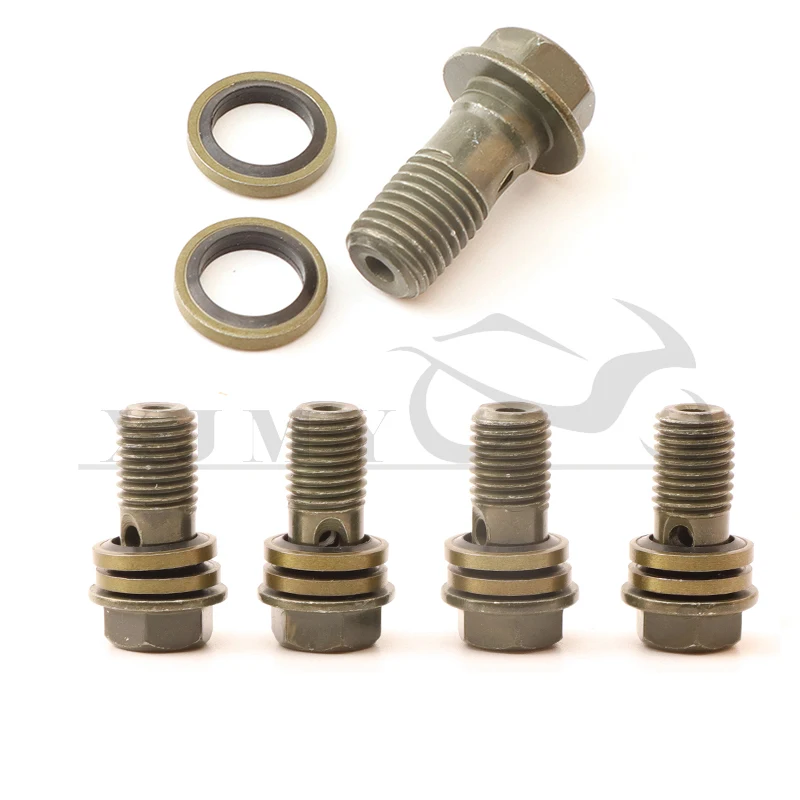 4pcs Motorcycle Parts Oil Cooler Adapter Screws Brake M8 or M10 Screws with Washers Oil Cooler Wire Bolts Screws