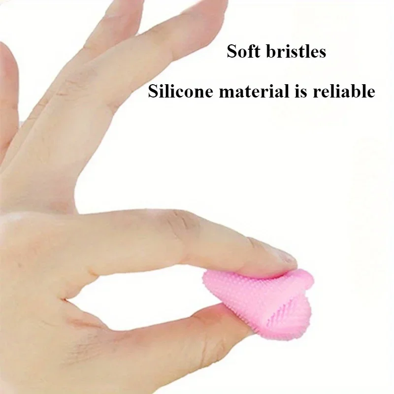 4 Stück/1 Stück Haustier-Silikon-Fingerbürste Hundezahnbürste Anti-Stein Kätzchen-Fingerbürste Finger-Zahnpflege Zahnfleischpflege – Detail 3