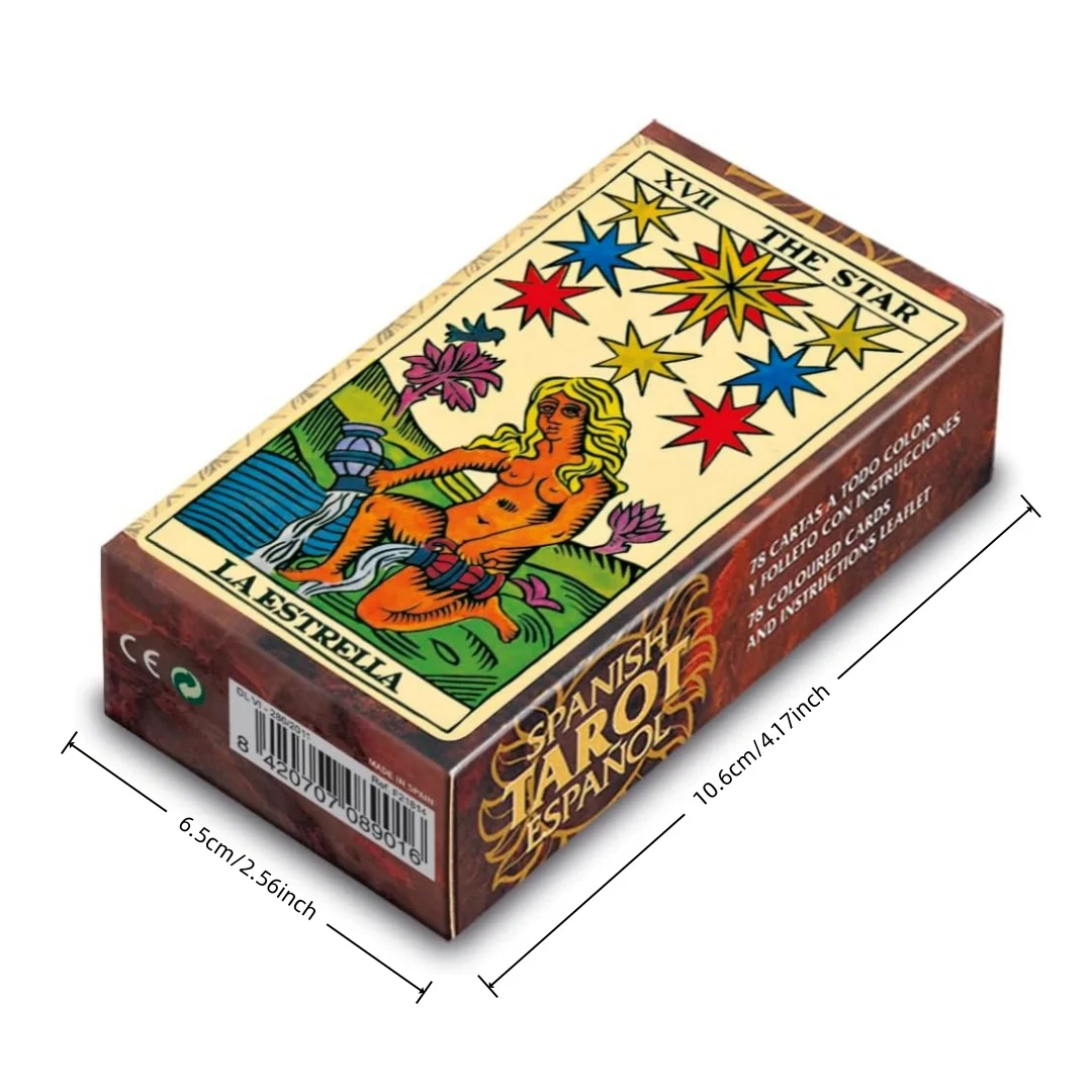 78 Cards Classic Marseille Tarot Cards Major Arcana the Star Star-Themed Spanish Version Board Game Divination Card Set