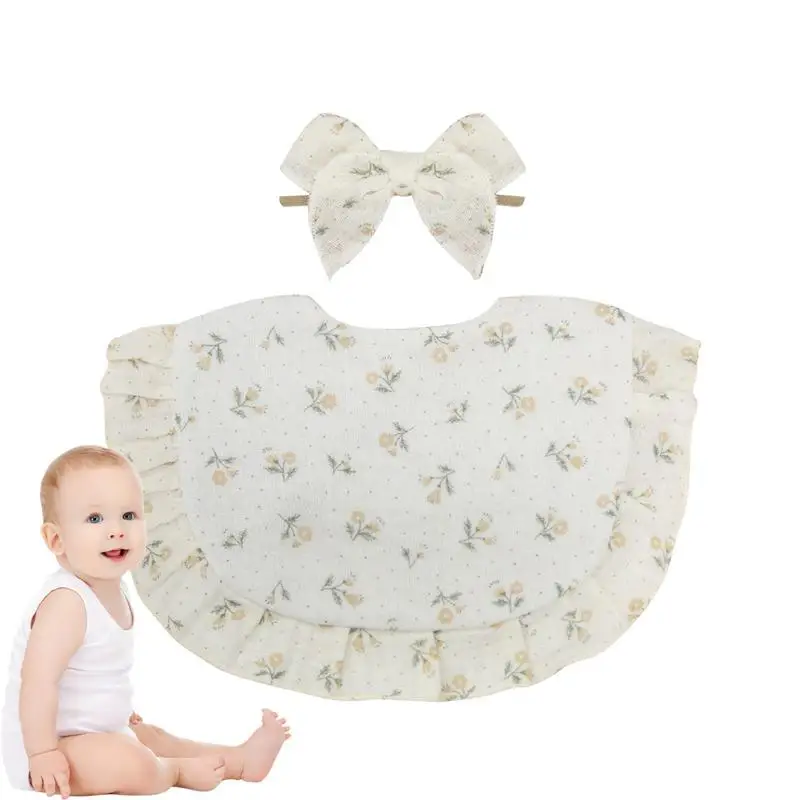 

Drooling Bibs Cotton Teething Bib With Headband Soft Drooling Bib Newborn Bib Drool Proof Bib Adjustable Feeding Bib For Girls