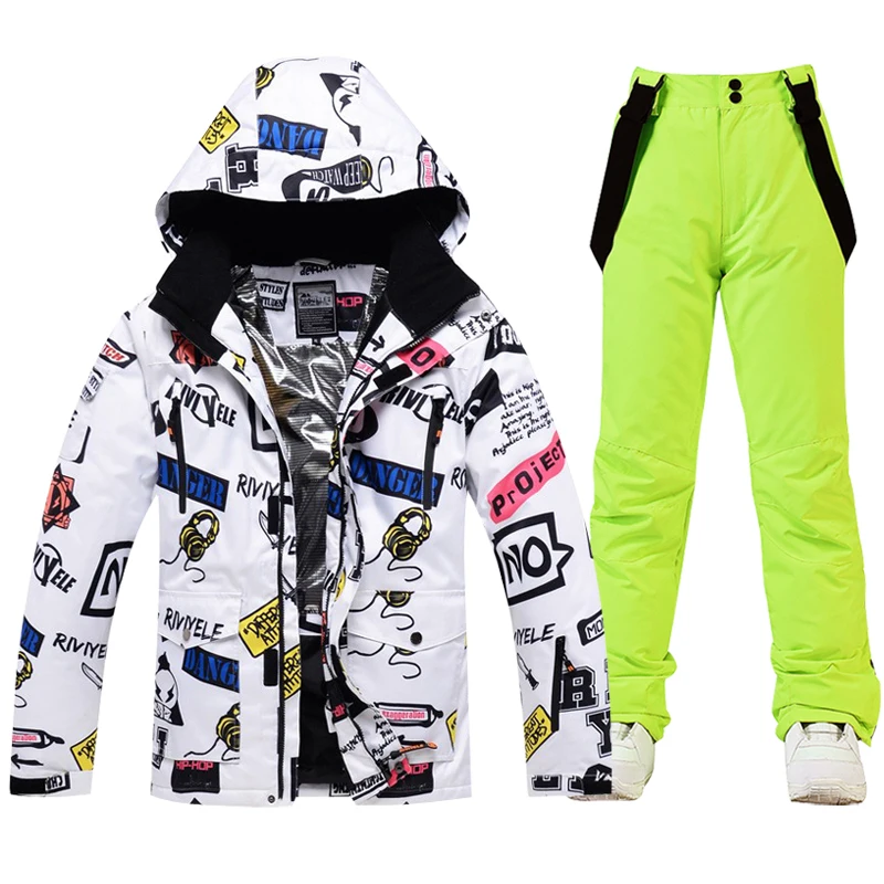 

Super Warm Winter Men's Ski Suit Windproof Waterproof Snowboarding Skiing Jacket Pants Male Snow Costumes Overalls Plus Size 3XL