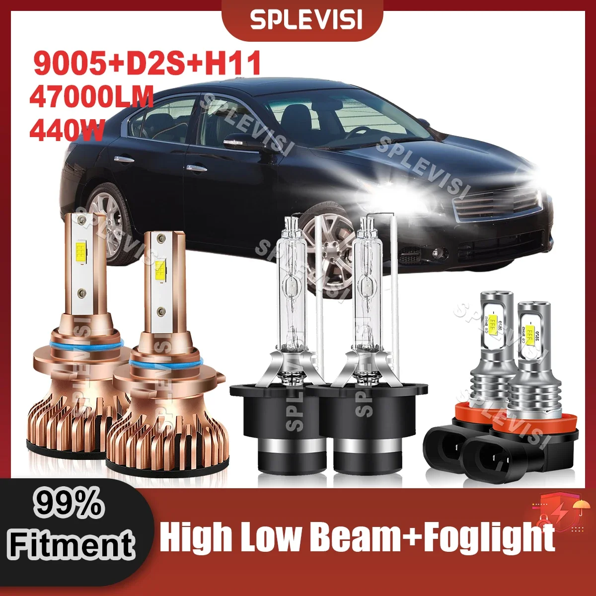 

Upgrade Car Lamps HID White Headlight High Low Beam Foglamp 9005 D2S H11 Fit For Nissan Maxima 2009 2010 2011 2012 2013 2014