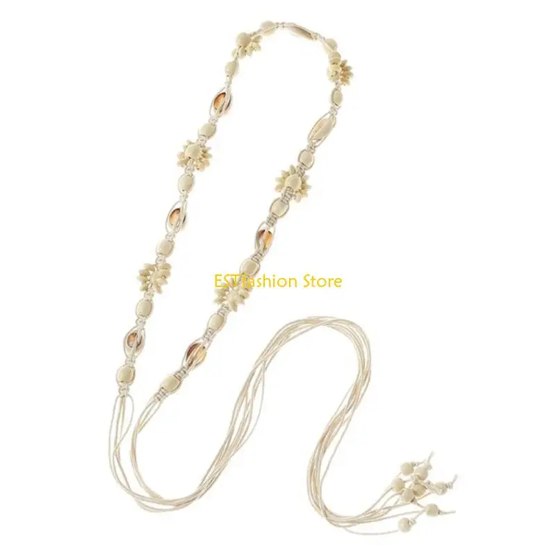 y5gc-調節可能なボヘミアンスタイルのウエストロープ-エスニック木製ビーズ付き-ドレスやジーンズ用