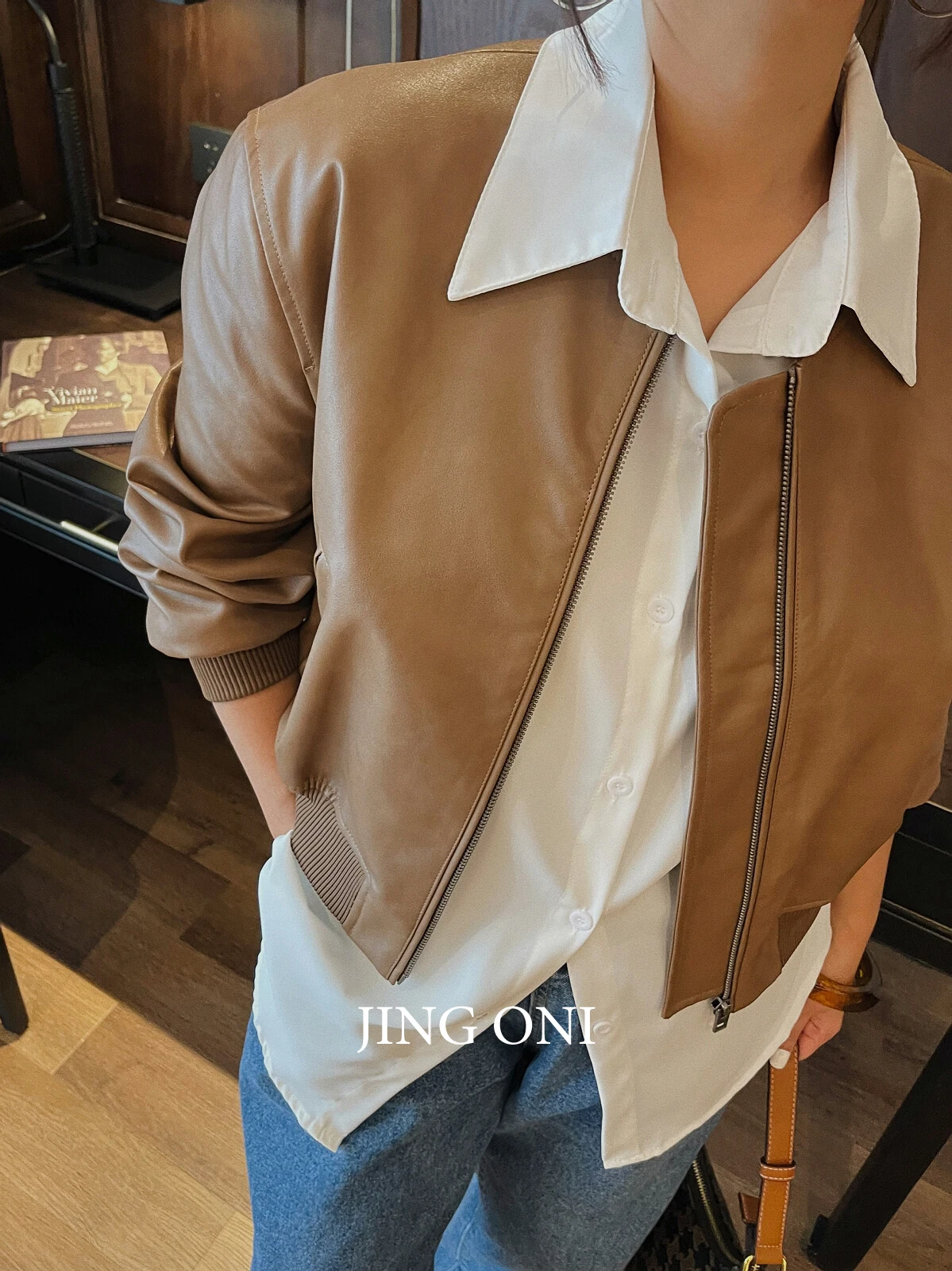 Leder Reiß verschluss Jacke Frauen Kleidung y2k koreanischen Stil Mode Mantel neue Herbst Oberbekleidung Ernte übergroße Bomber Vintage Top