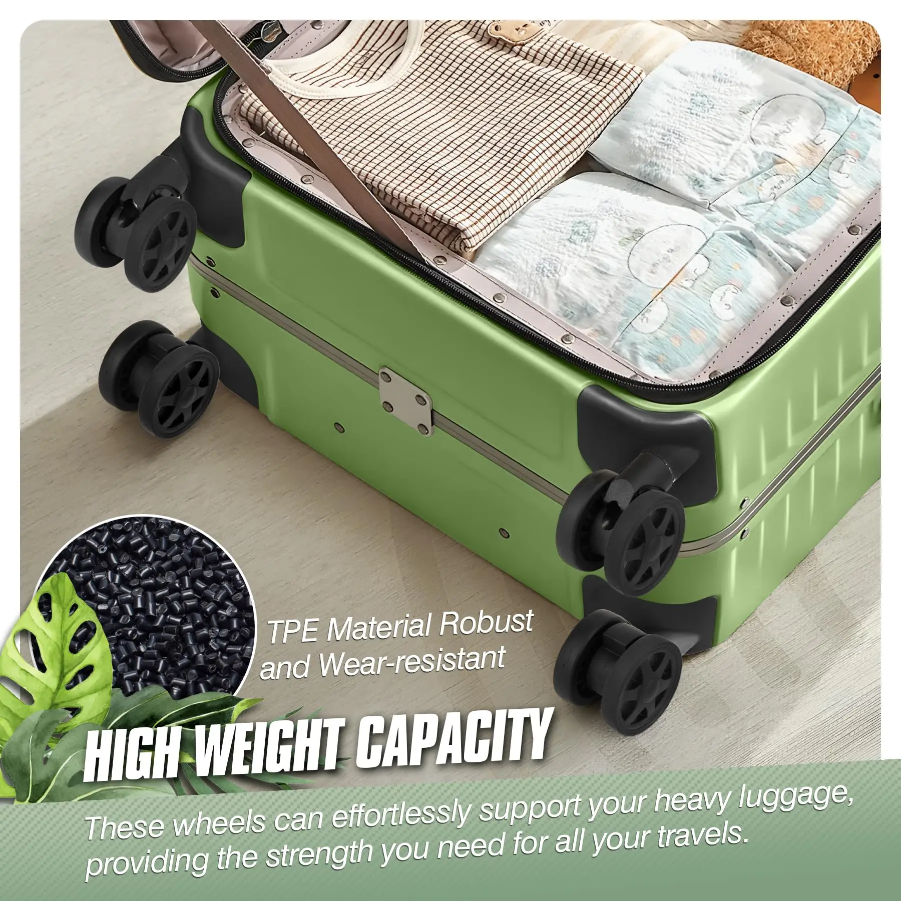 8Pcs Black Suitcase Wheels W/H Screw Replacement Wheel for Luggage Wear-resistant Trolley Repair Wheel 50mm Axles Caster Parts