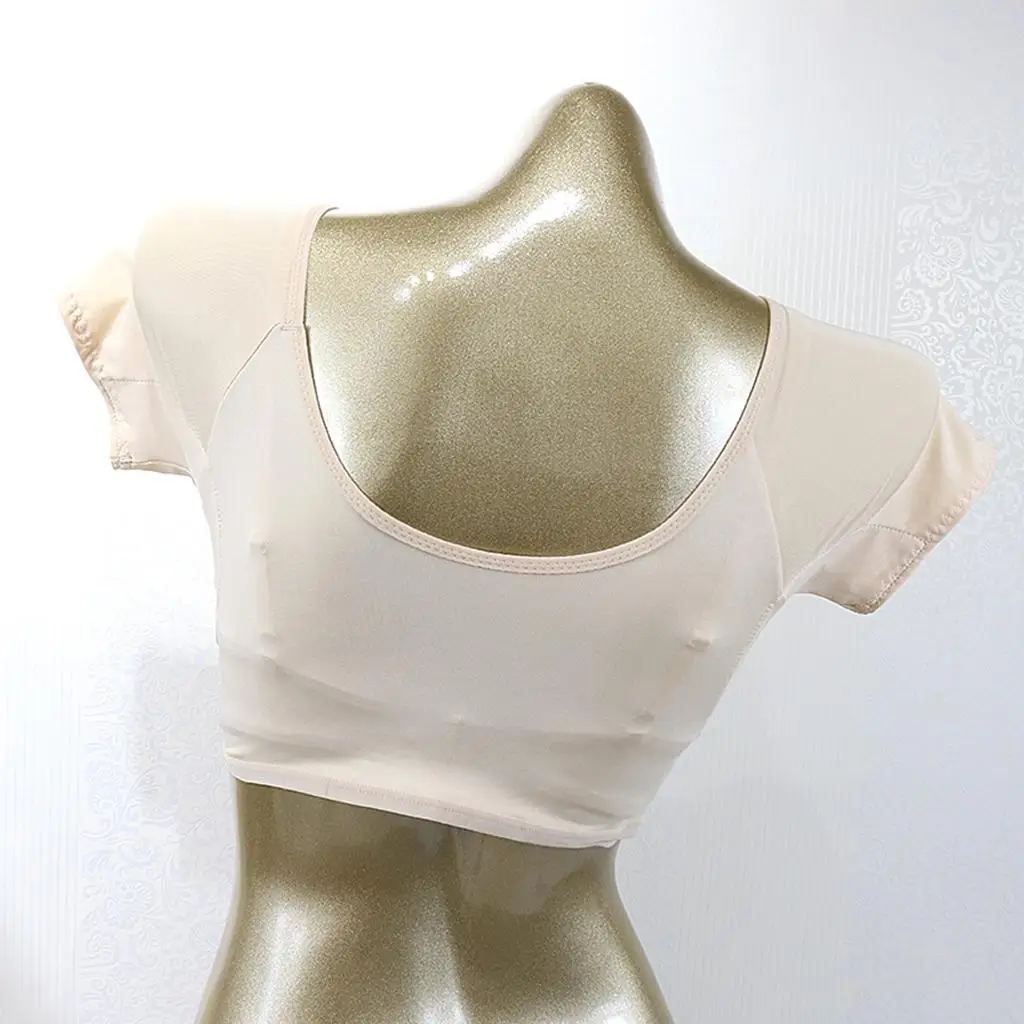 Short Sleeve T Shirt with Sweat Pad for Women Sweat Absorbing Underarm Deodorant Armpit Sweat Shield Clothing