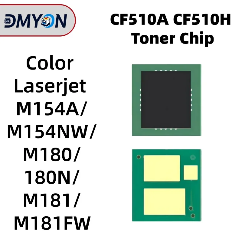 

8 шт. чипов для тонер-картриджей CF510A CF510H для принтеров HP Color LaserJet M154A M154NW M180 180N M181 M181FW 204A 204H, сброс и заправка