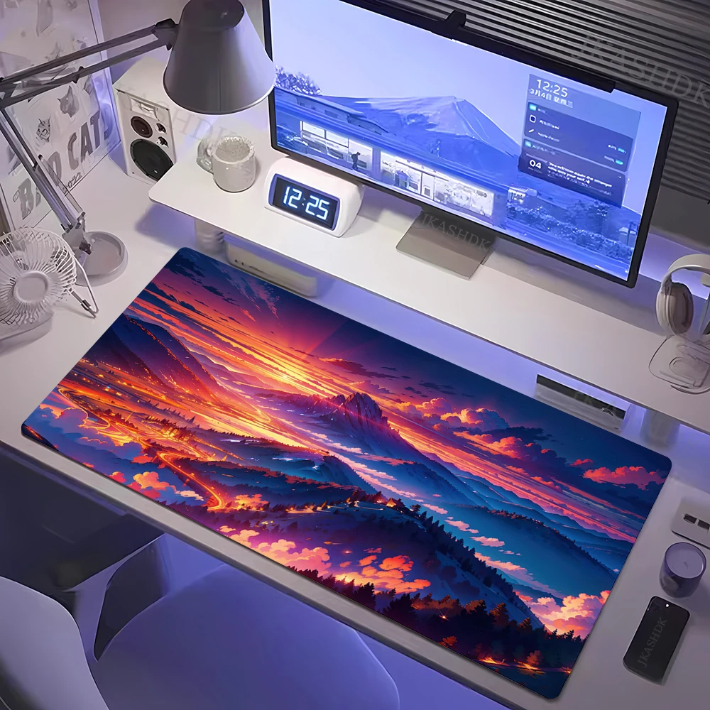 Sunset Scenery Pattern XXL Gaming Mouse Pad Non-slip Stitched-edge Desk Mat Pc Keyboard Mats Computer Accessories for PC Gamers