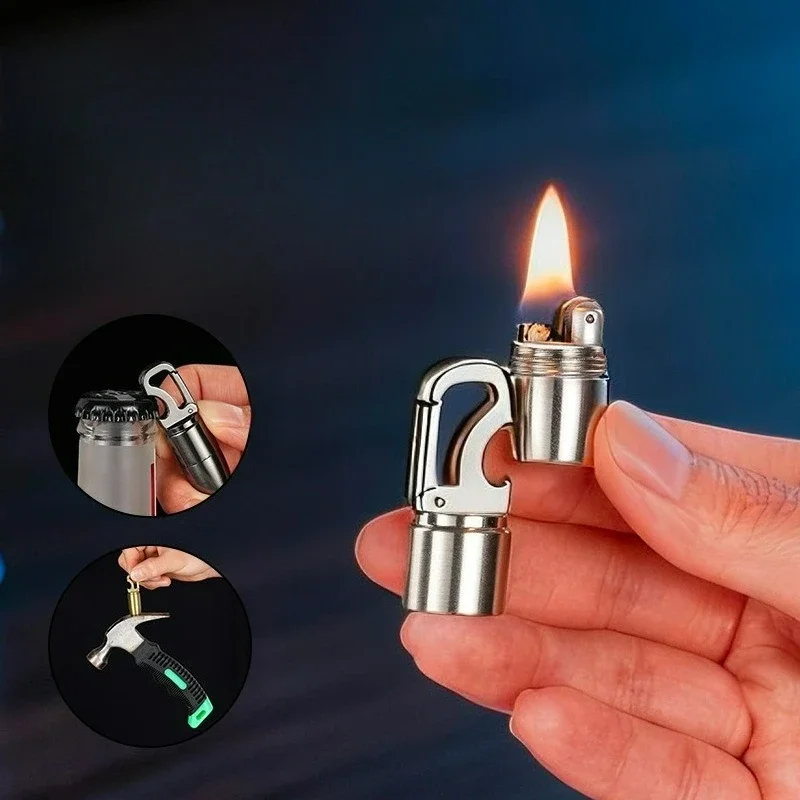 Waterproof Small and Versatile Metal Key, Creative and Portable Oil Lighter, Powerful Magnetic Bottle Opener, Gadgets for Men
