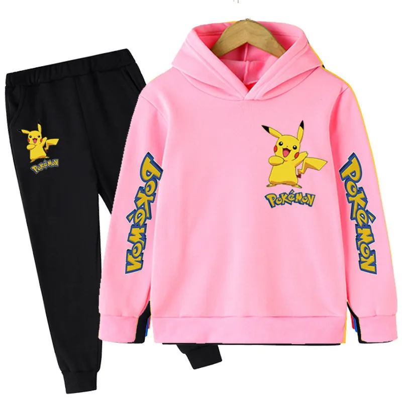 Baby Clothing Sets Children 4-14 Years Birthday Suit Boys Tracksuits Kids Brand Sport Suits Pikachu Hoodies Tops +Pants 2pcs Set