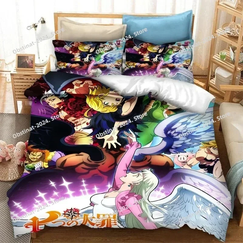 

Anime The Seven Deadly Sins Bedding Set Printed single Comforter Quilt Bed Duvet Cover Pillow Case 3 Pieces Sets Kids Adult Size