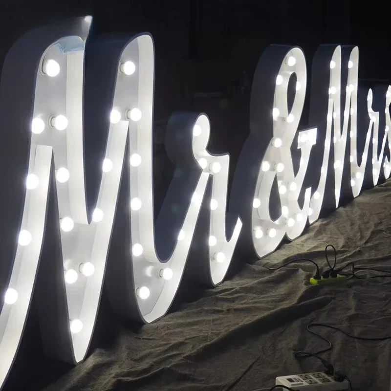 High quality LED front lit large bulb letter signs marquee numbers wedding decoration light up letters