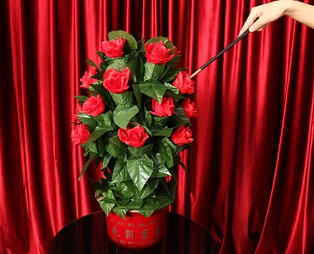 Remote Control Blooming Rose Bush Magic Trick 10 Flowers Appearing Stage Illusion Magia Gimmick Prop for Party Shows