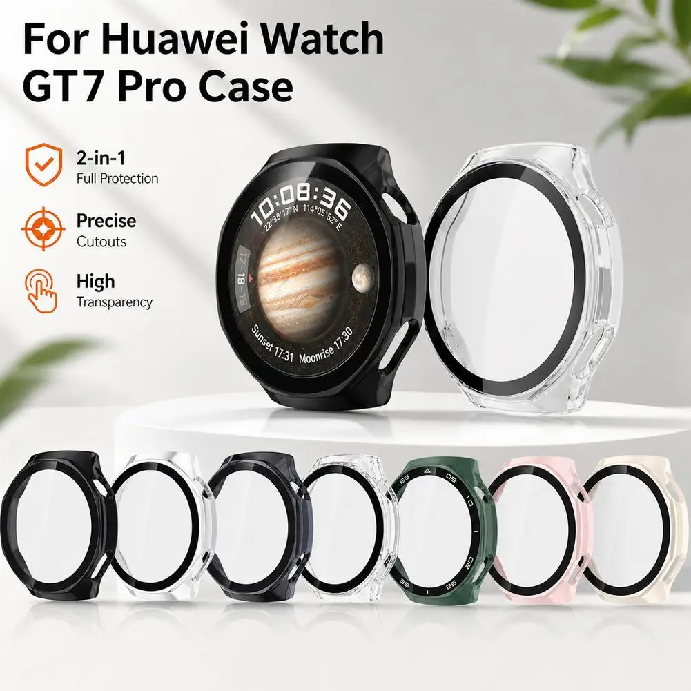 Glass+Case For Huawei Watch GT 7 Pro 46mm PC Hard Anti-scratch Screen Protector Bumper For Huawei Watch GT7 Pro Cover Accessorie
