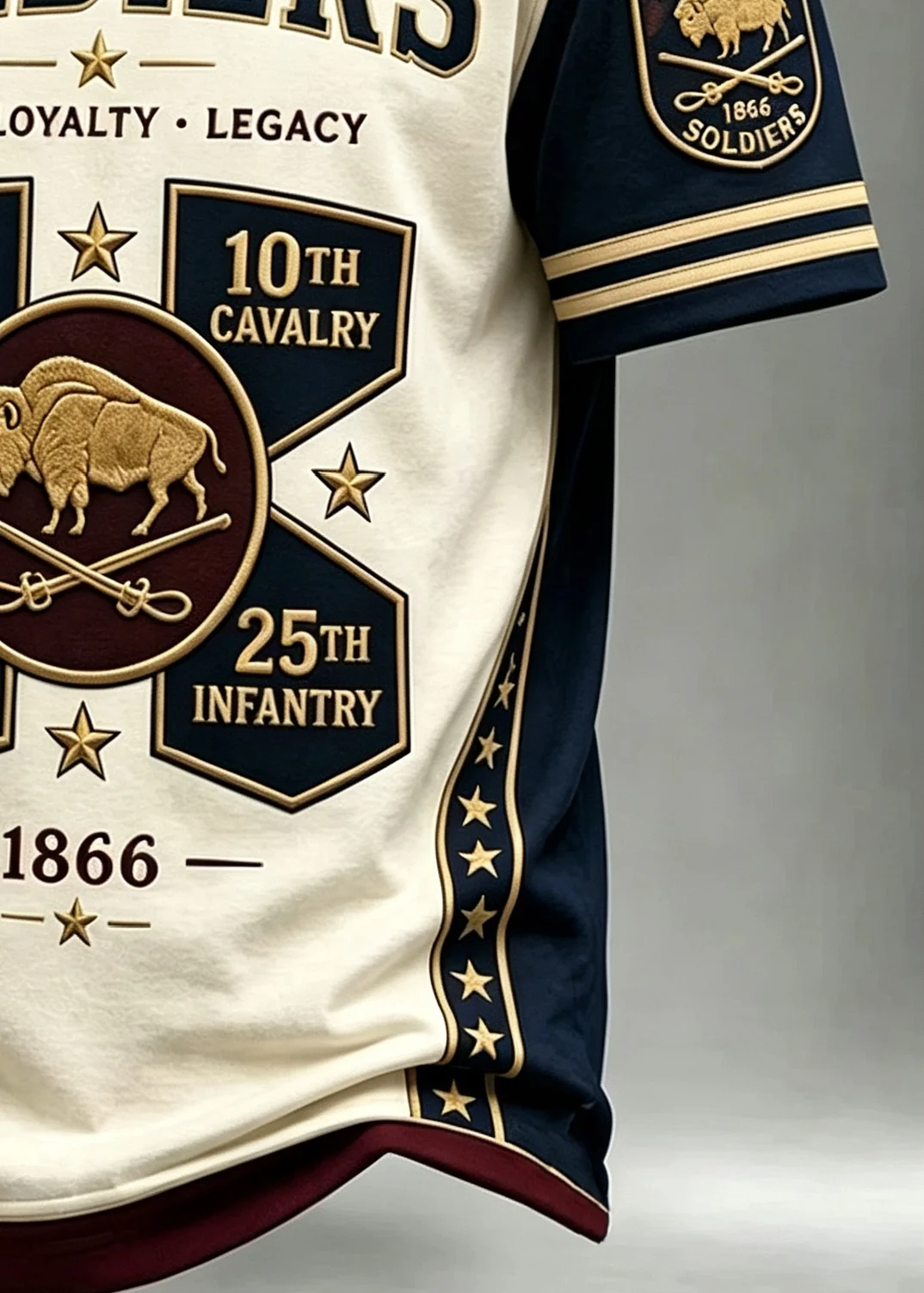 Men's Buffalo Soldiers 9, 10, 24, 25 Regiment Graphic Short-Sleeve T-shirt, Retro Color Block Star Striped Ring 1866 Duty Loyalt