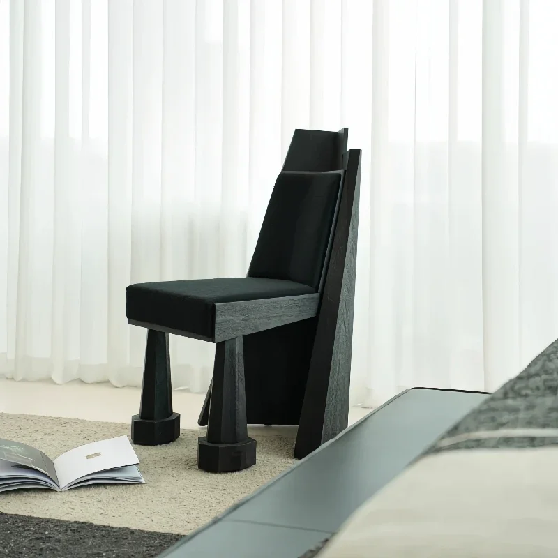 Medieval style solid wood dining chair French retro leisure chair designer home living room back chair