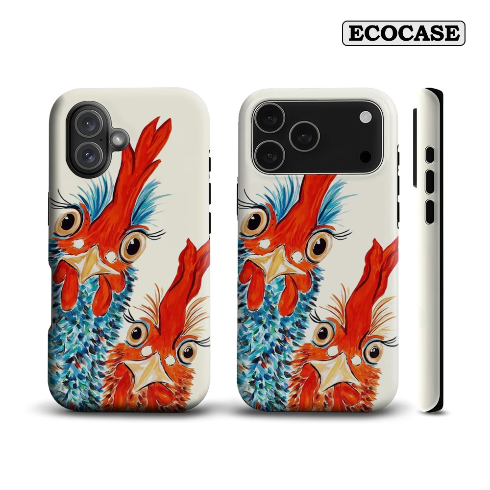 

Яркий чехол для телефона с изображением двойного петуха Whimsical Art IPhone 17 Must-Haves для IPhone 17, 16, 15, 14 Pro Max Plus, двухслойная задняя крышка