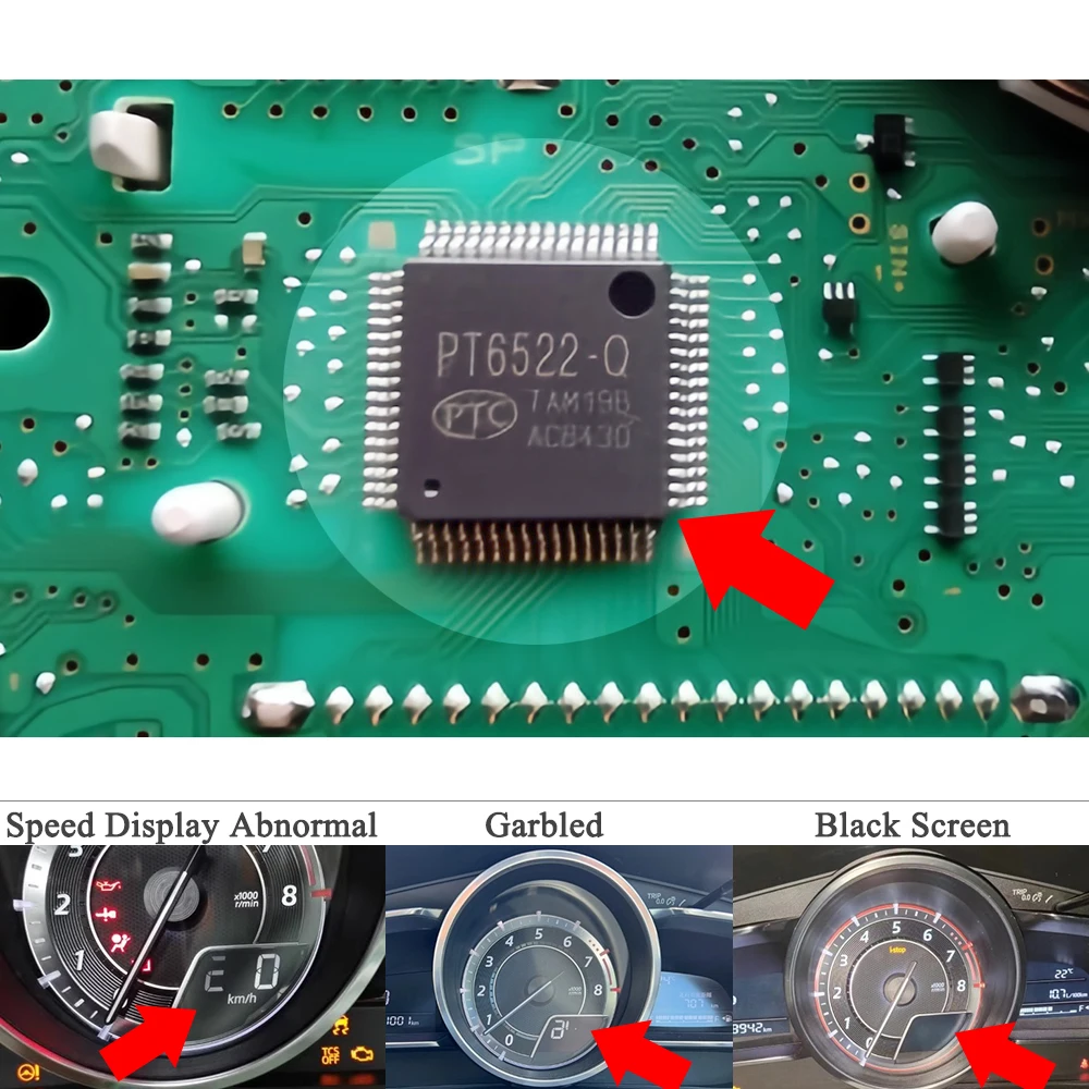 

Speedometer Instrument Black Screen Display Fault Repair Power Chip Module PT6522Q For Mazda 3 Axela BM BN 2 Demio DJ CX-3 DK