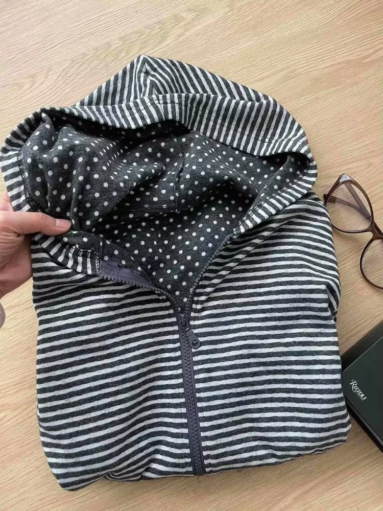 Chic Ins Sweet Cruel American Sweatshirts Spice Girls Stripe Slim Polka Dot Tops Hoody Short Small Fellow Women Clothing