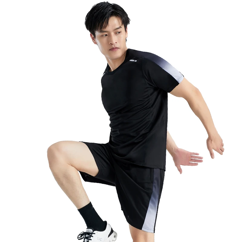 

Mens Patchwork T Shirt Sports Suit Gym Quick Dry Casual Running Set Summer Short Sleeve Shorts O Neck Fashion Tracksuits