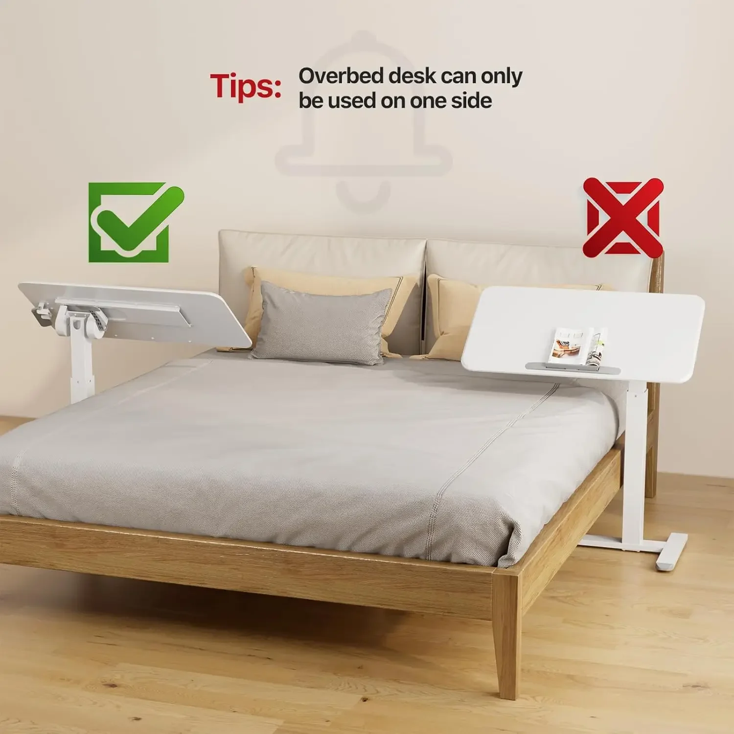 Mobile Standing Desk, Height Adjustable Rolling Laptop Desk, 90° Bedside Table, Portable Computer Desk with